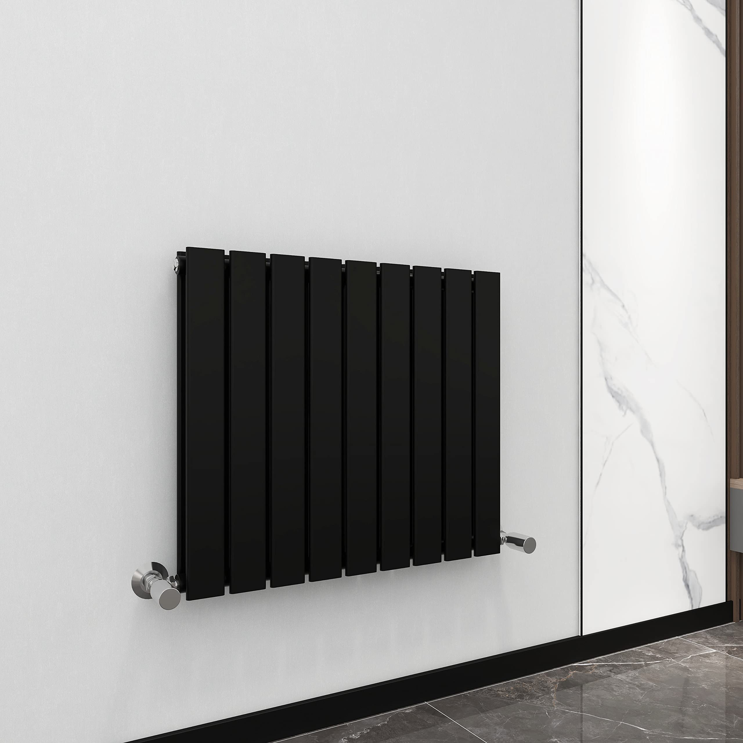 Mcc Direct Black Radiator Horizontal Vertical Designer Flat Panel Central Heating Radiator 600Mm Height (600X612mm Double, )