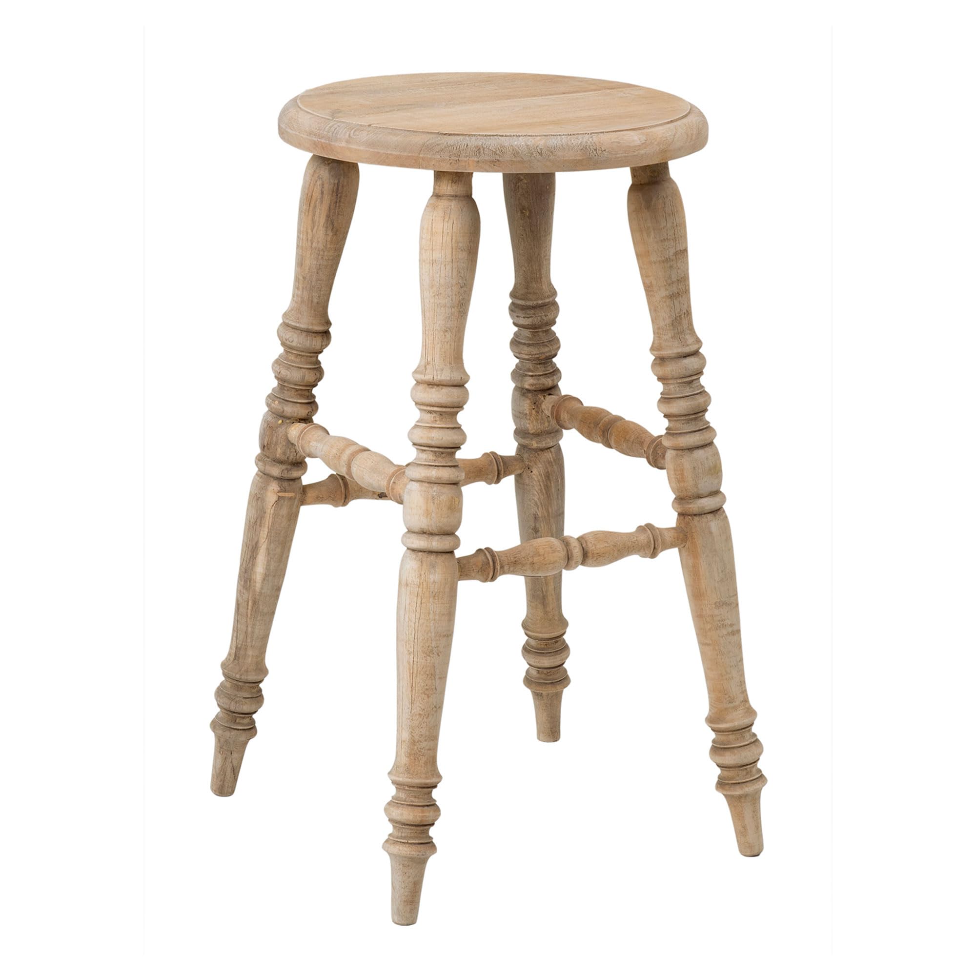 East at Main Baylor Farmhouse Counter Stool, Rustic Vintage-Style Wooden Bar Stool, 24-Inch Solid Wood, Pre-Assembled for Kitchen & Home Bar,