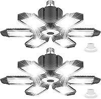 Vista 9 de Luces LED de garaje, 1 paquete de 200 W, luces LED de techo superbrillantes, base E26/E27, 6500 K, 22000 lúmenes, luz de garaje deformable ideal