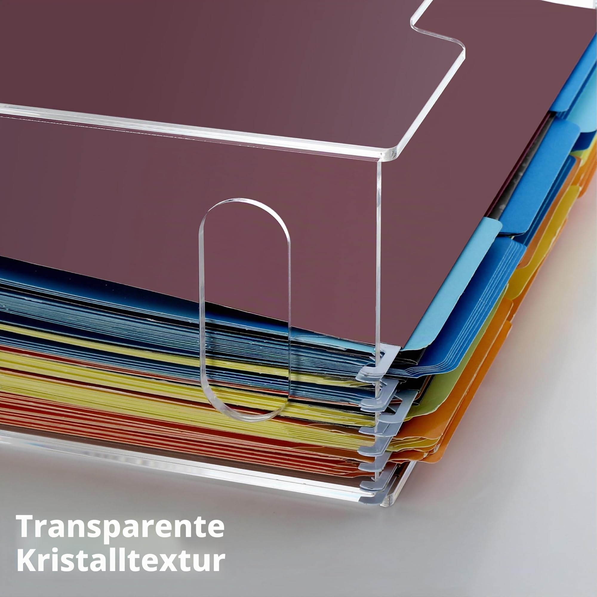 DINGHUO Acryl-Aktenordner, Hängeregistratur-Organizer, Aktenhalter mit Griffen für Briefgröße/A4, transparente Aktenbox, Schreibtischordner, Aufbewahrung für Büro, Heimarbeit, 1 Stück
