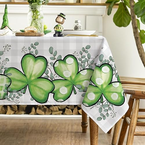 Miniatura 4 de Horaldaily Mantel del día de San Patricio de 60 x 84 pulgadas, mantel de eucalipto de búfalo a cuadros para decoración de fiestas, pícnic, cena