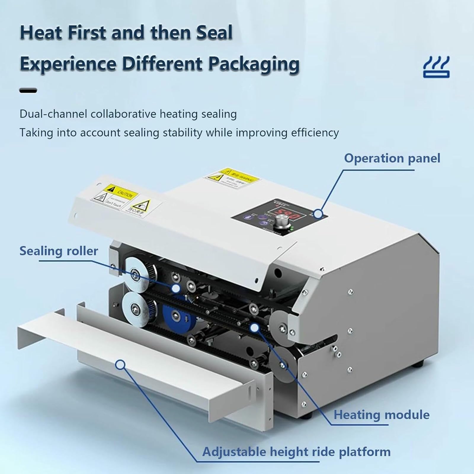 Sigillatore Nastro Continuo per Sacchetti,sigillatore Termico Portatile con Schermo di Controllo della Temperatura Digitale,sigillatore per Film Sacchetti in PVC,Adatto per Pane