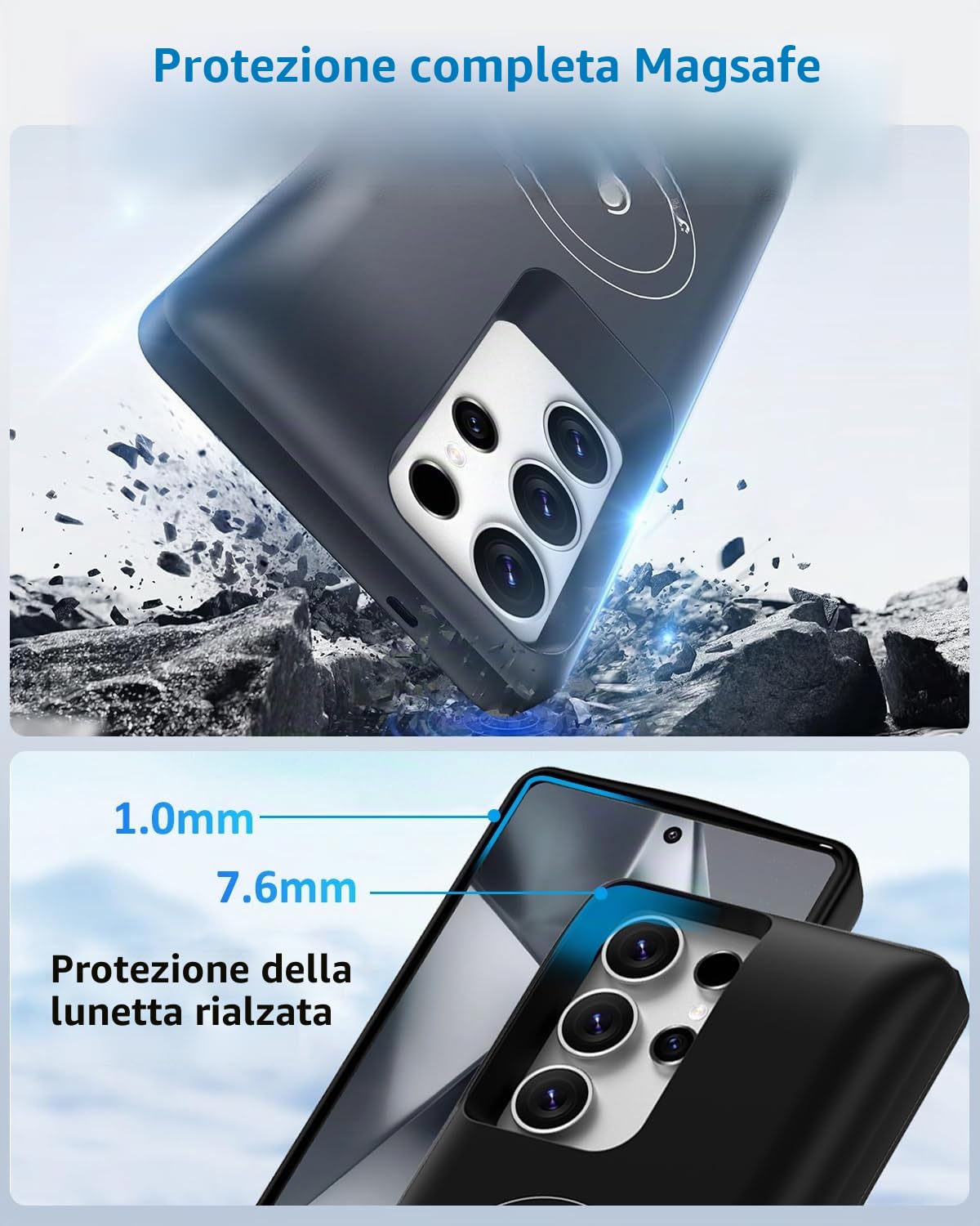 Cover Batteria per Samsung Galaxy S22 Ultra/Galaxy S23 Ultra 15000mAh,Cover Ricaricabile Custodia Batteria Wireless Ricarica Magnetismo Portatile Power Bank per Galaxy S22 Ultra