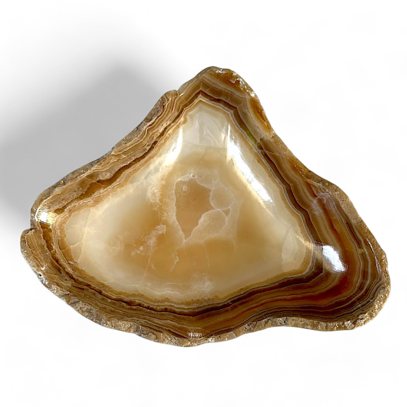 Centrotavola in Onice Scultura Naturale Ciotola Vassoio Decorativo Home Decor Italian Design L 27cm