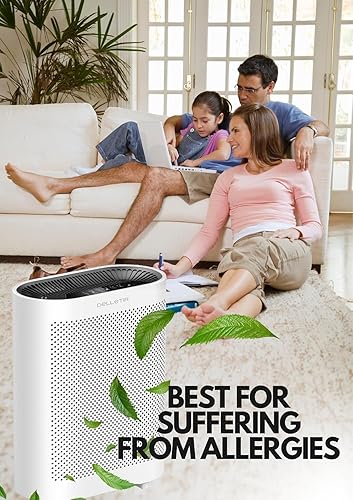 Miniatura 5 de Delletir Purificador de aire True HEPA GL-FS32  Sistema de filtración de 4 etapas, funcionamiento ultrasilencioso y sensor de calidad del aire,