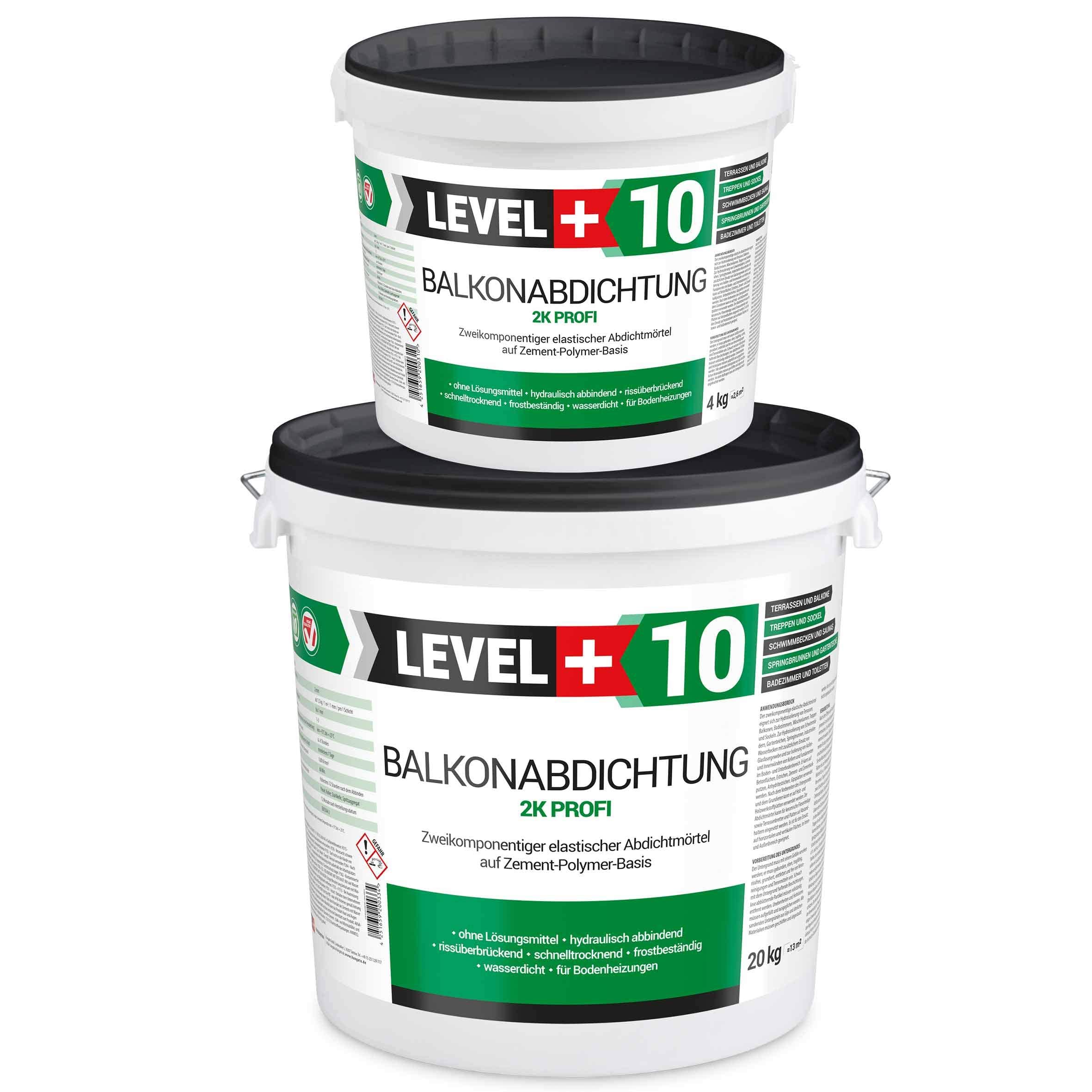Dicht-Set 24Kg Balkonabdichtung 8m², 2 Innenecken, 2 Außenecke, 10M Dichtband, 2L Tiefengrund mit Wasserglas SET33