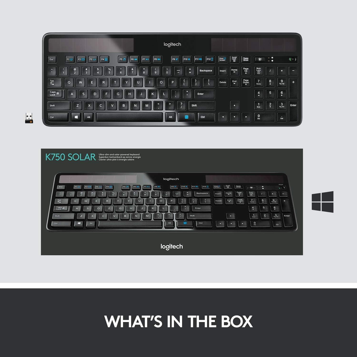 Uр Tо 50% оƒƒ Logitech Wireless Solar Keyboard K750 - for Windows (Renewed)