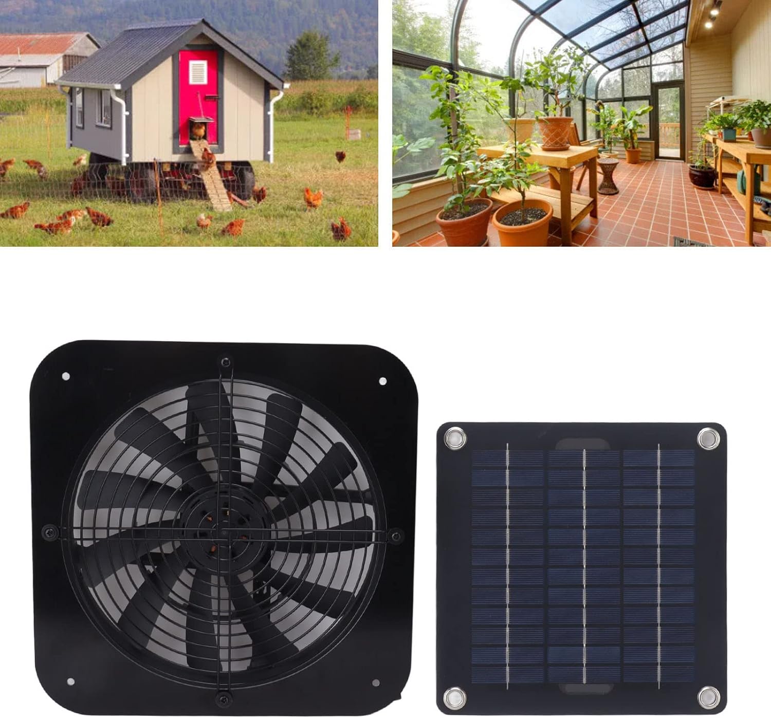 20W Solar Powered Ventilation Fan, Efficient Air Exchange Fan, Renewable Energy Greenhouse Electricfan for Greenhouse Chicken Coop Shed