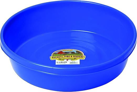 Little Giant® Plastic Utility Pan | Feed Pan | Durable & Versatile Livestock Feeding Bucket | Made in USA | 3 Gallon | Blue
