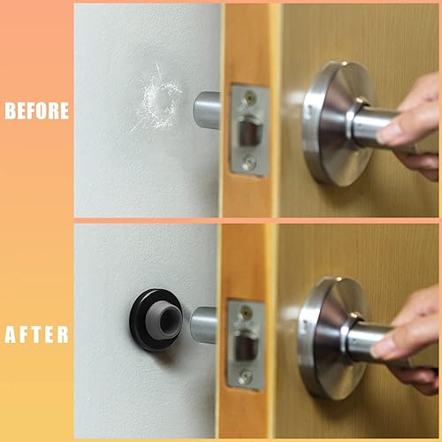 Miniatura 5 de BokWin 2 topes cóncavos para puerta montados en la pared protector de pared de acero inoxidable tope de puerta redondo negro