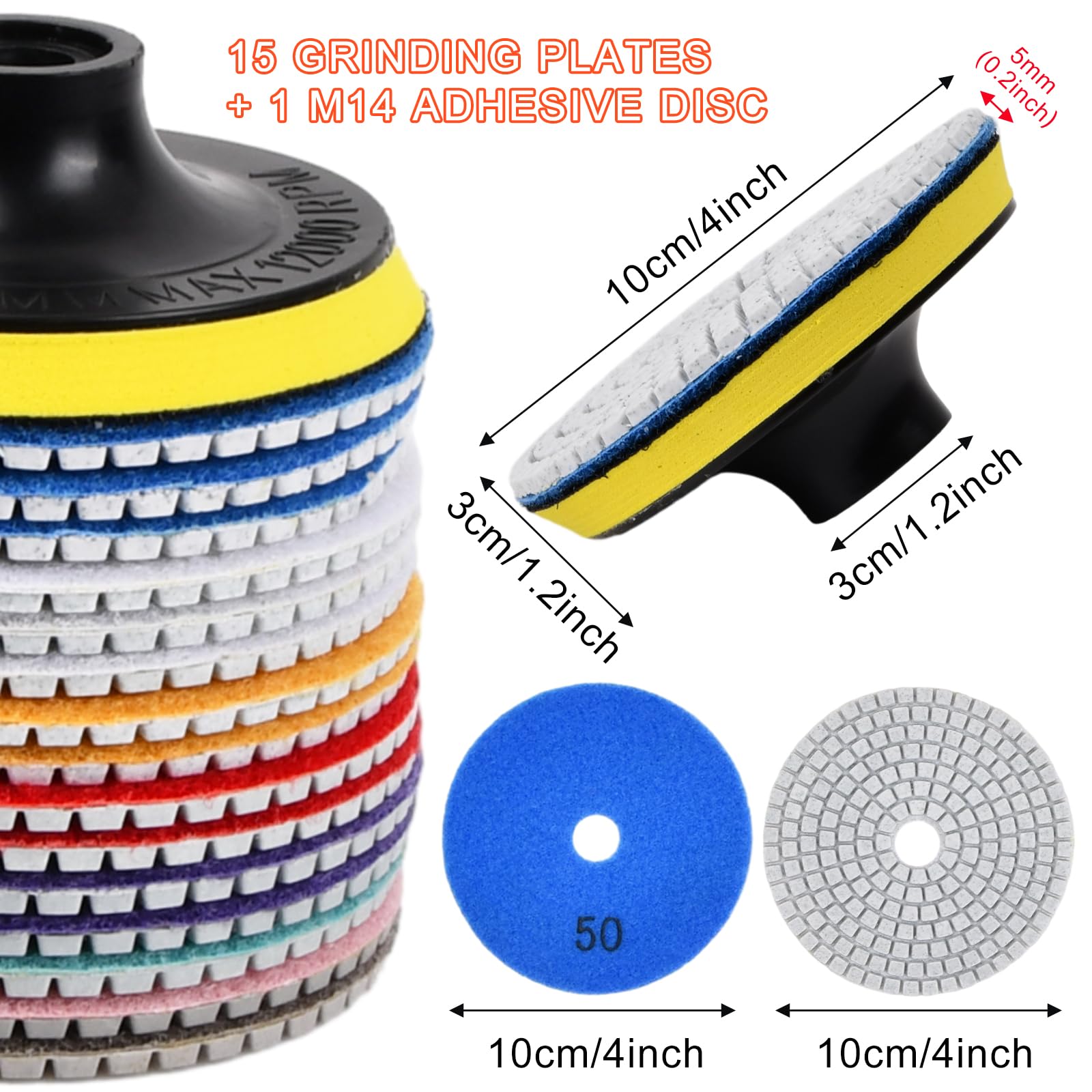 Kit 11 Pezzi Pastiglie Diamantate Per Lucidatura Marmo E Granito - 100mm Wet/Dry - Foto 2