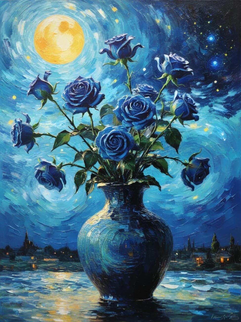 Henypt Cross Stitch Kits Fantasy Rose Flowers DIY Needlepoint Set for Adults Beginners with Accessories Home & Leisure/Gifts 14CT 80x100cm