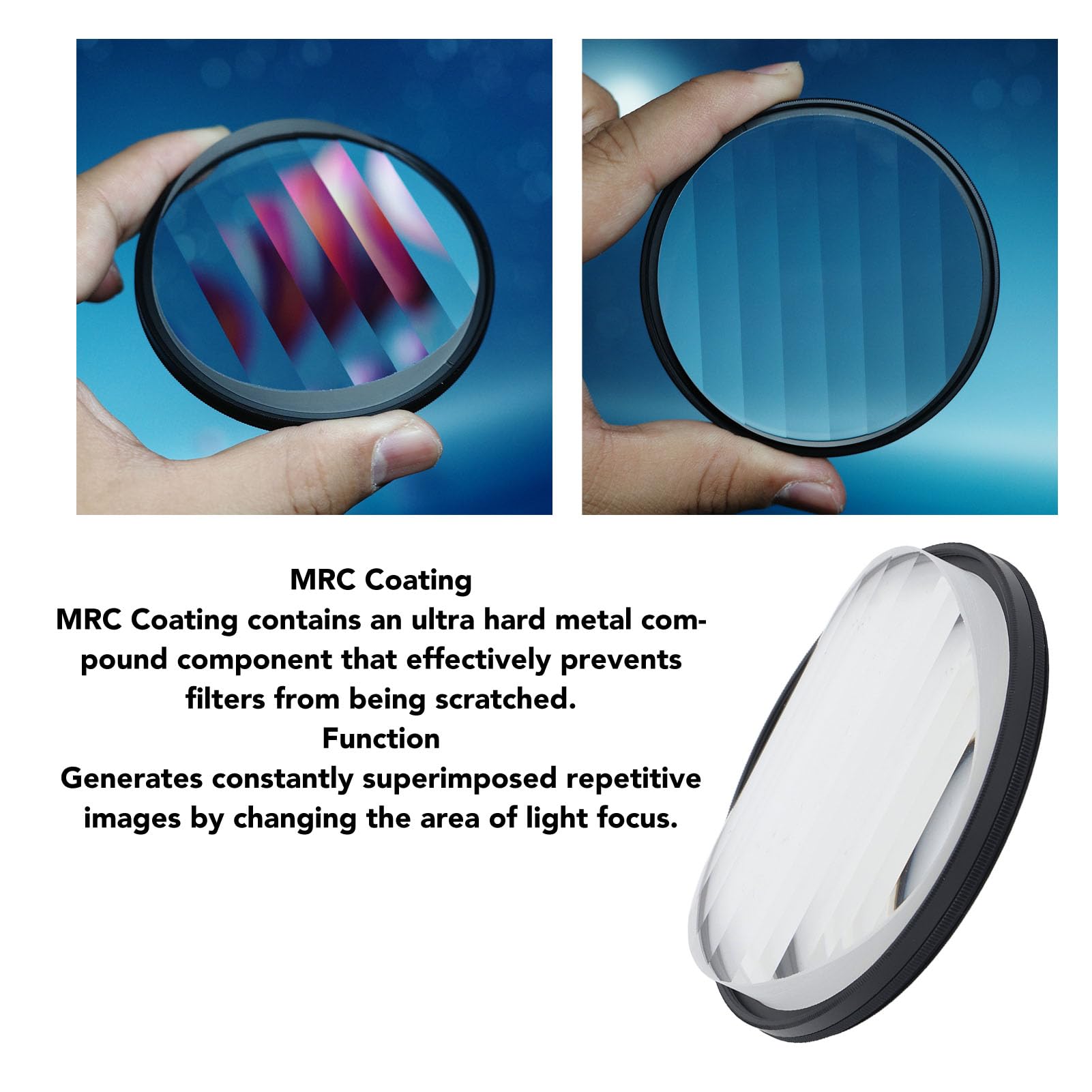 Prisme en Verre Linéaire, Filtres D'effet de Caméra, Filtre de Caméra à Revêtement MRC, Images Couleur Répétées, Filtre à Prisme de Flou de Premier Plan (77mm)