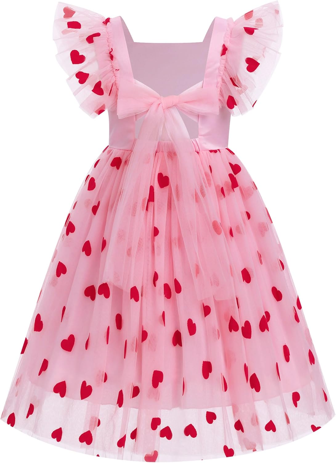 IBTOM CASTLE Toddler Flower Girl Dress Flutter Sleeve Floral Tulle Tutu A-Line Birthday Tea Party Summer Sundress
