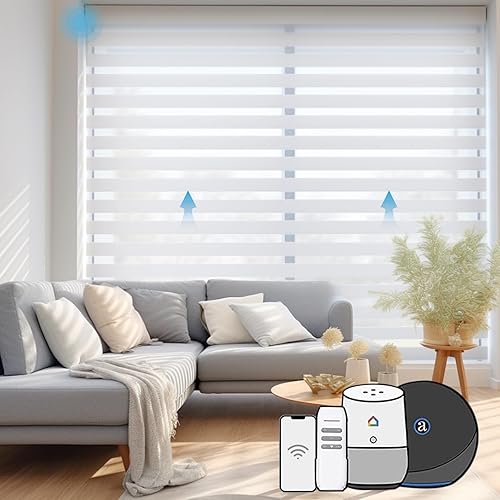 Miniatura 1 de SilentShield - Persianas motorizadas de cebra para ventana, persianas horizontales inteligentes compatibles con Alexa con control de luz de