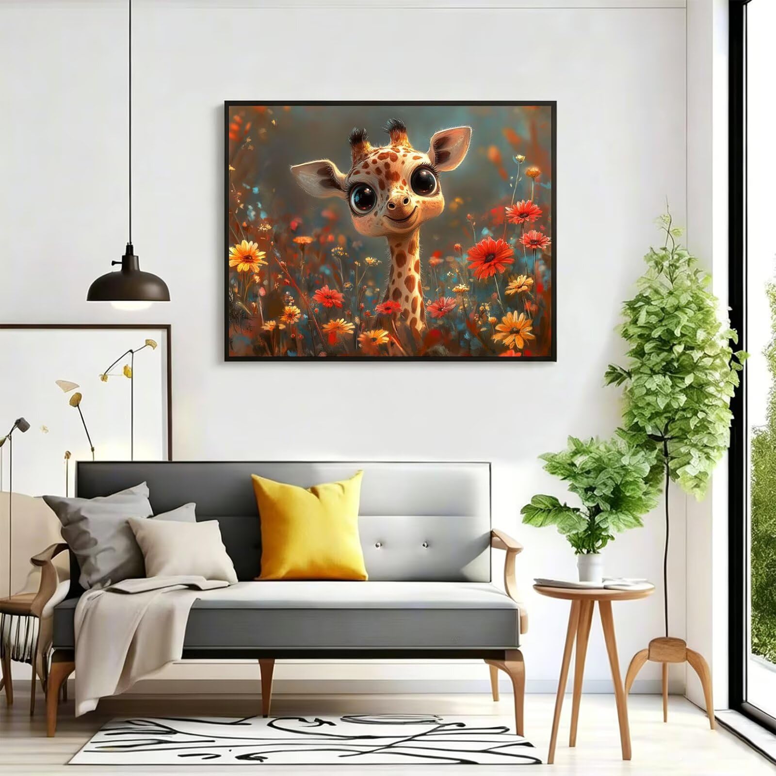 Pintar por Numeros jirafa Pinturas Acrilicas dibujos animados Pintura por Numeros Lienzos para Pintar, Pintura Acrilica Manualidades, Decoración Hogar, Regalos Cumpleaños, 70x90cm Sin Marco, q-978