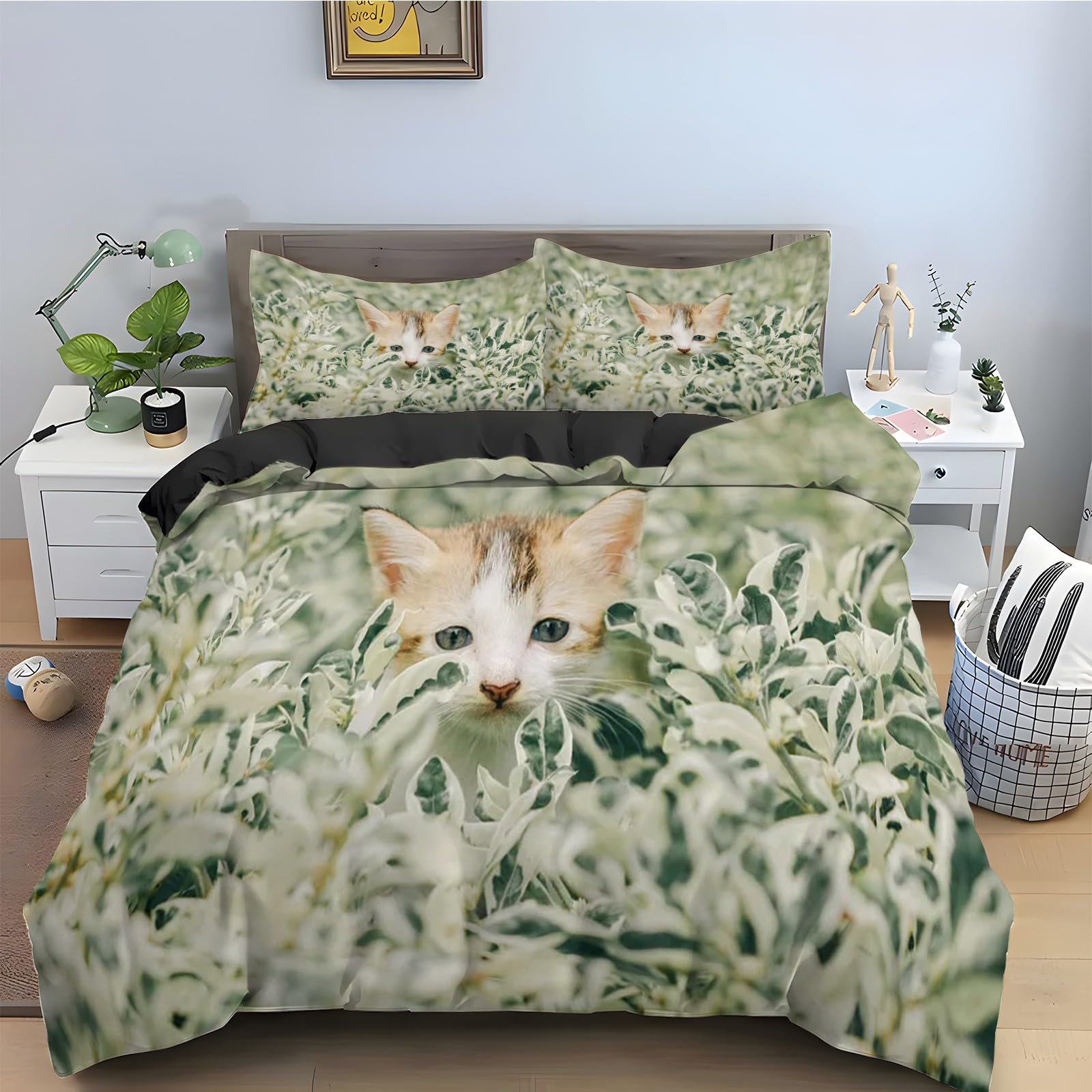 Housse de couette 200x200 chat pour stopper les couettes qui glissent grâce au zip intégré
