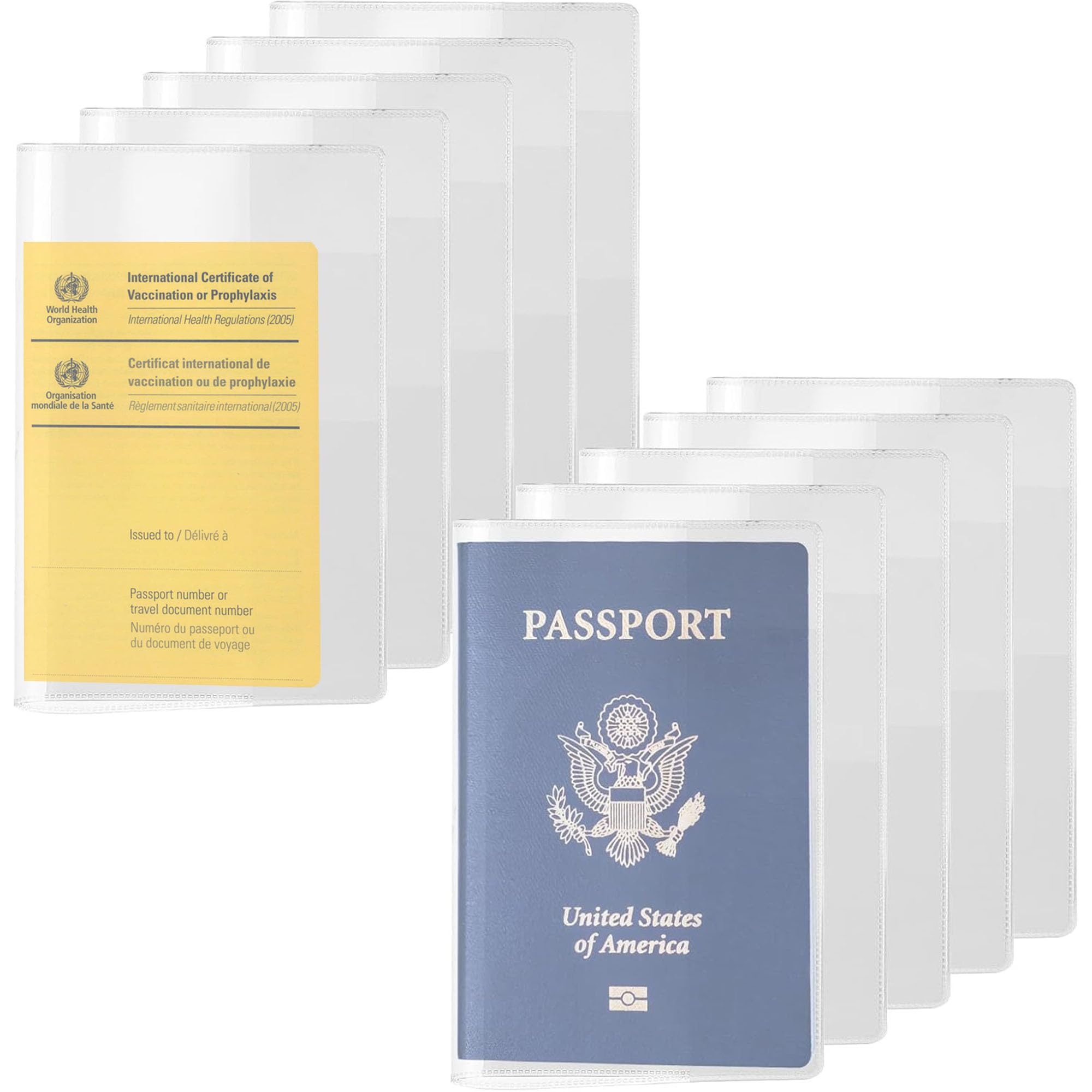 Étui de Protection Transparent pour Passeport, étui de Protection étanche, Pochette Transparente en Vinyle pour Carte d'embarquement et Carte d'identité, Lot de 10