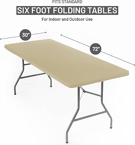 Miniatura 2 de Shamrock Home Mantel ajustable de poliéster de 6 pies, mantel rectangular elástico, mantel ajustable para mesas de 6 pies, funda de mesa de picnic