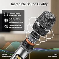 Vista 4 de TONOR Sistema de micrófonos inalámbricos con 2 micrófonos inalámbricos de metal y 2 auriculares/solapa/micrófono de solapa, transmisor de bolsillo