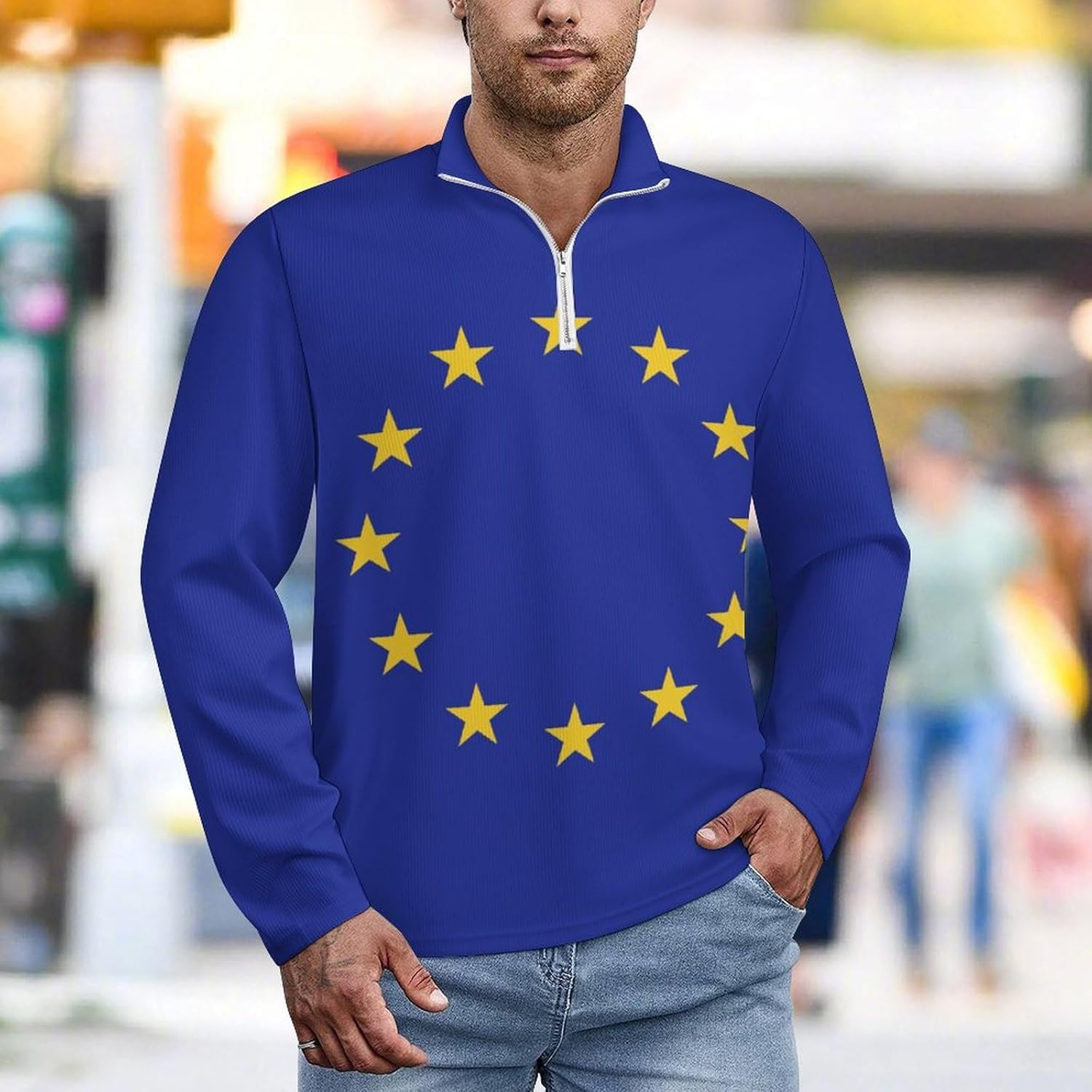Zakqeik Men's Business Sweaters Zipper Sweater Pullover Polo-Shirt Argentina Flag Sweaters Fall Winter Warm Sweatshirts