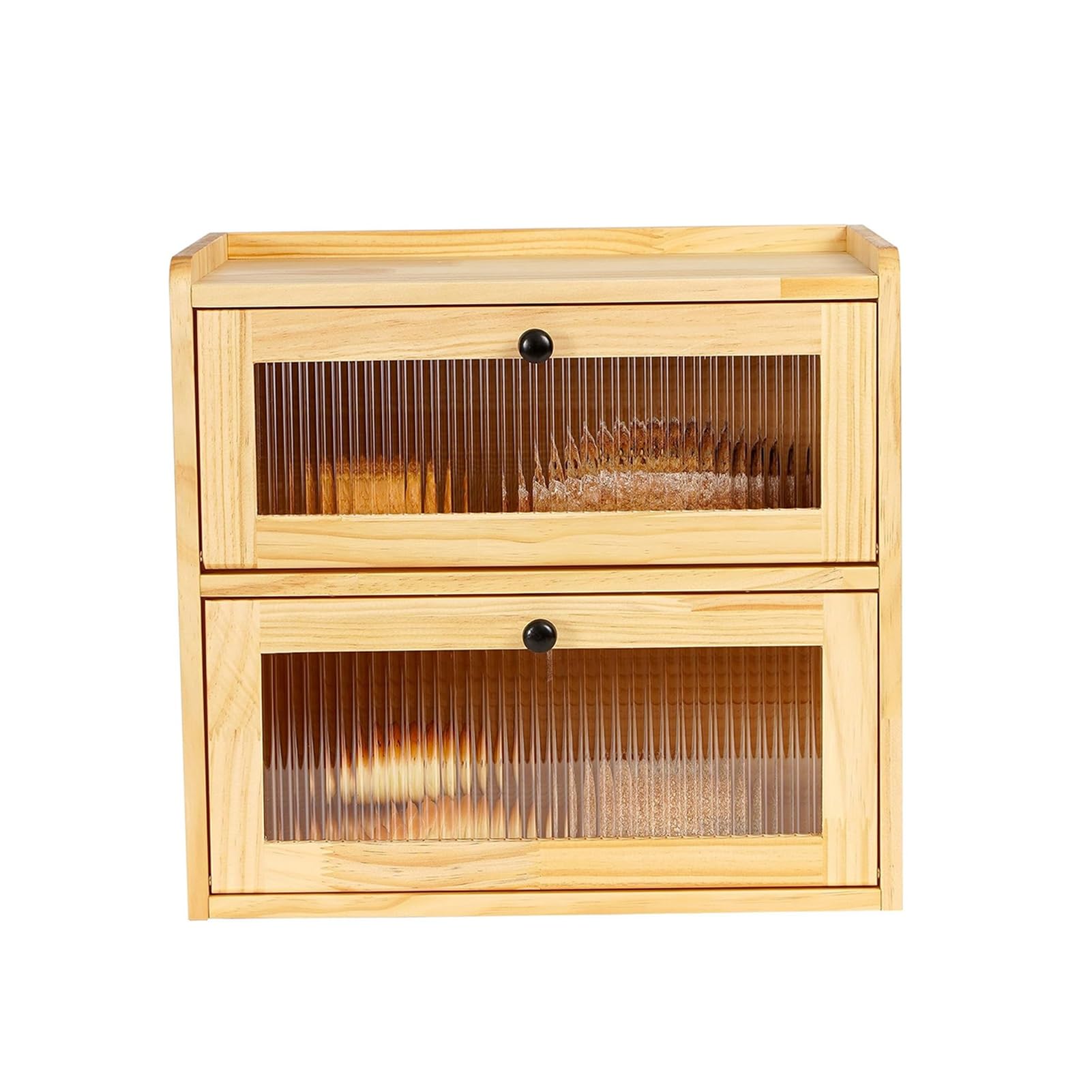 JOUFNING Bread Box for Kitchen Countertop - Wooden Bread Storage Container, 2 Layer Large Bakery Cooling Rack, Vintage Farmhouse Food Organizer Pantry Shelf, bakery supplies