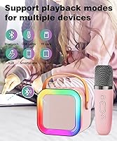 Vista 4 de Mini altavoz de máquina de karaoke para niños y adultos, Bluetooth portátil con 1-2 micrófonos inalámbricos, regalos de cumpleaños de Navidad