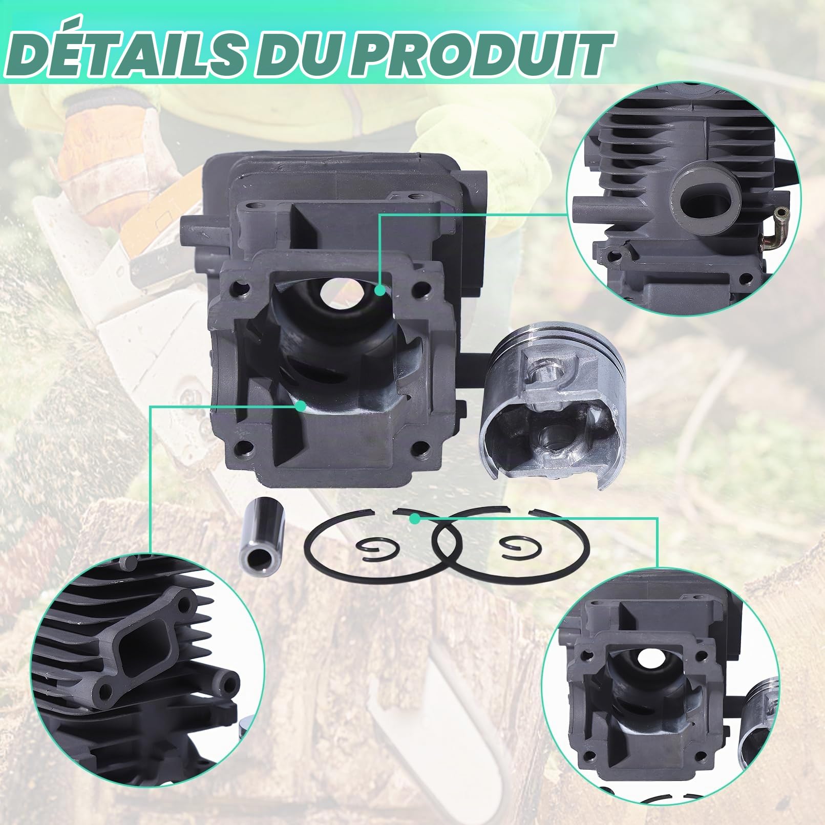 Adefol 37MM Cylindre Piston Kit pour Stihl MS192 MS192T MS192TC MS192TC-E MS192T-Z MS192TC-E Tronçonneuse avec Bougie d'allumage Remplacer pour 1137 020 1203 1137 020 1201