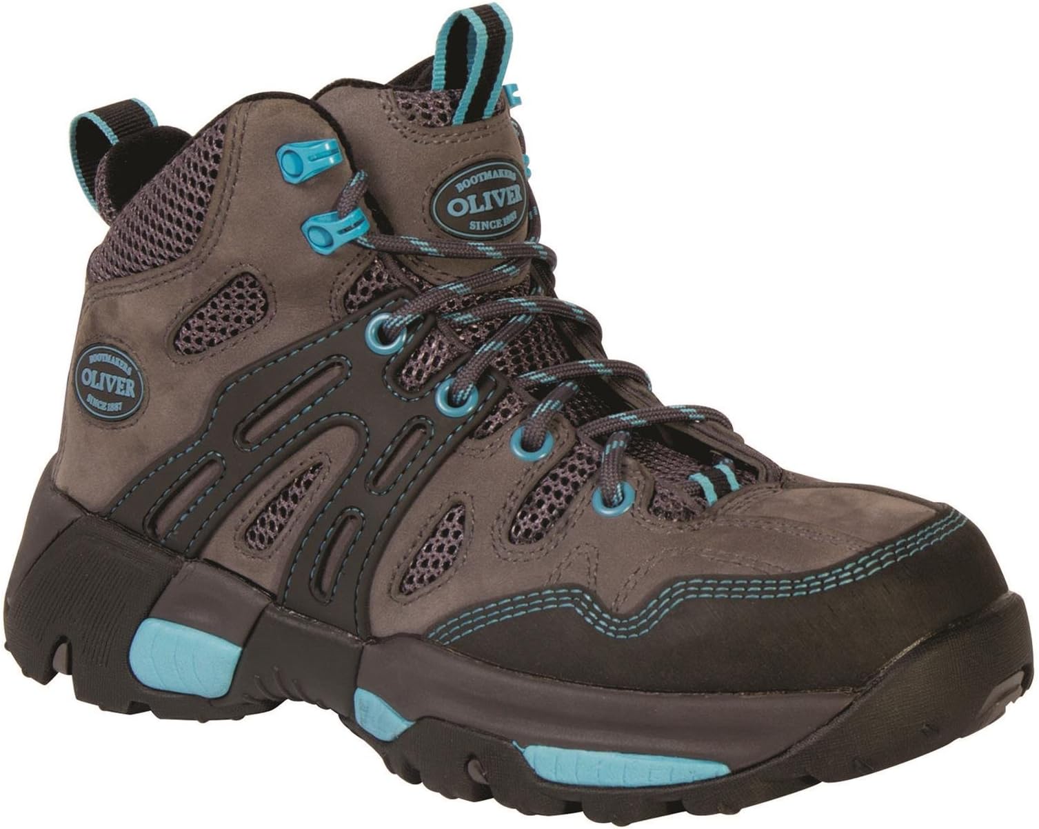 HoneywellHoneywell Oliver 5" Leather & Mesh Women's Steel Toe Sneakers, Black & Blue (OL21112)