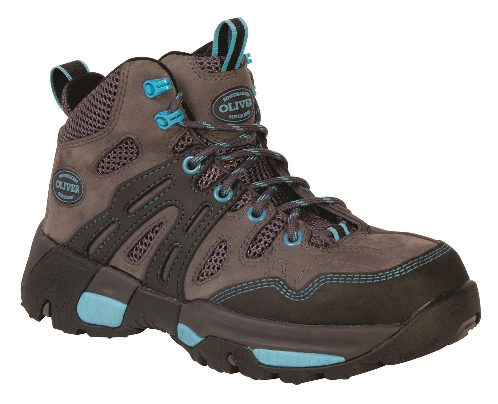 HoneywellHoneywell Oliver 5" Leather & Mesh Women's Steel Toe Sneakers, Black & Blue (OL21112)