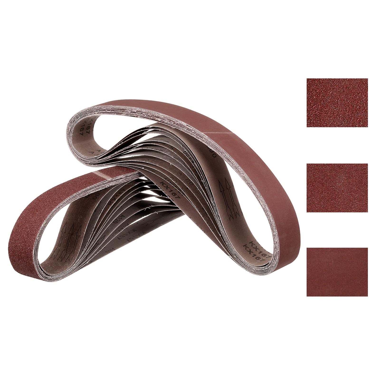 Kozelo 30Pcs Sanding Belts 25mm x 1067mm 80/120/400 Grit Aluminum Oxide Abrasive Sandpaper for Belt Sander Metal Grinding Wood Working Weld Rust Removal