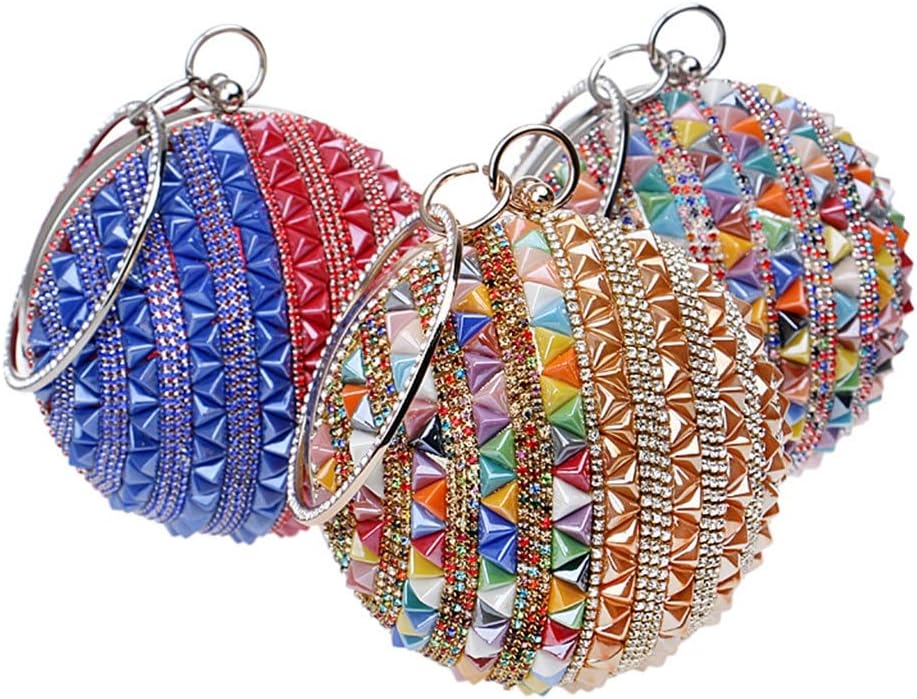 Ceramics Beaded Women Clutches Diamonds Rivet Fashion Round Lady Evening Bags Crystal Wedding Party Bridal Purse