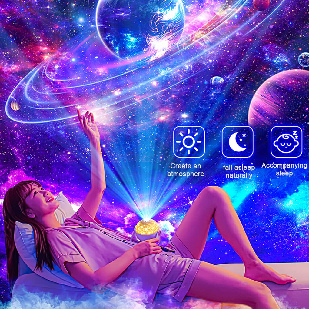 IOIUSKKU Dormitorio Proyector Luz Mesita de noche Gabinete de noche Alimentado por USB Ajustable Cielo estrellado Proyección Lámpara de noche Vacaciones