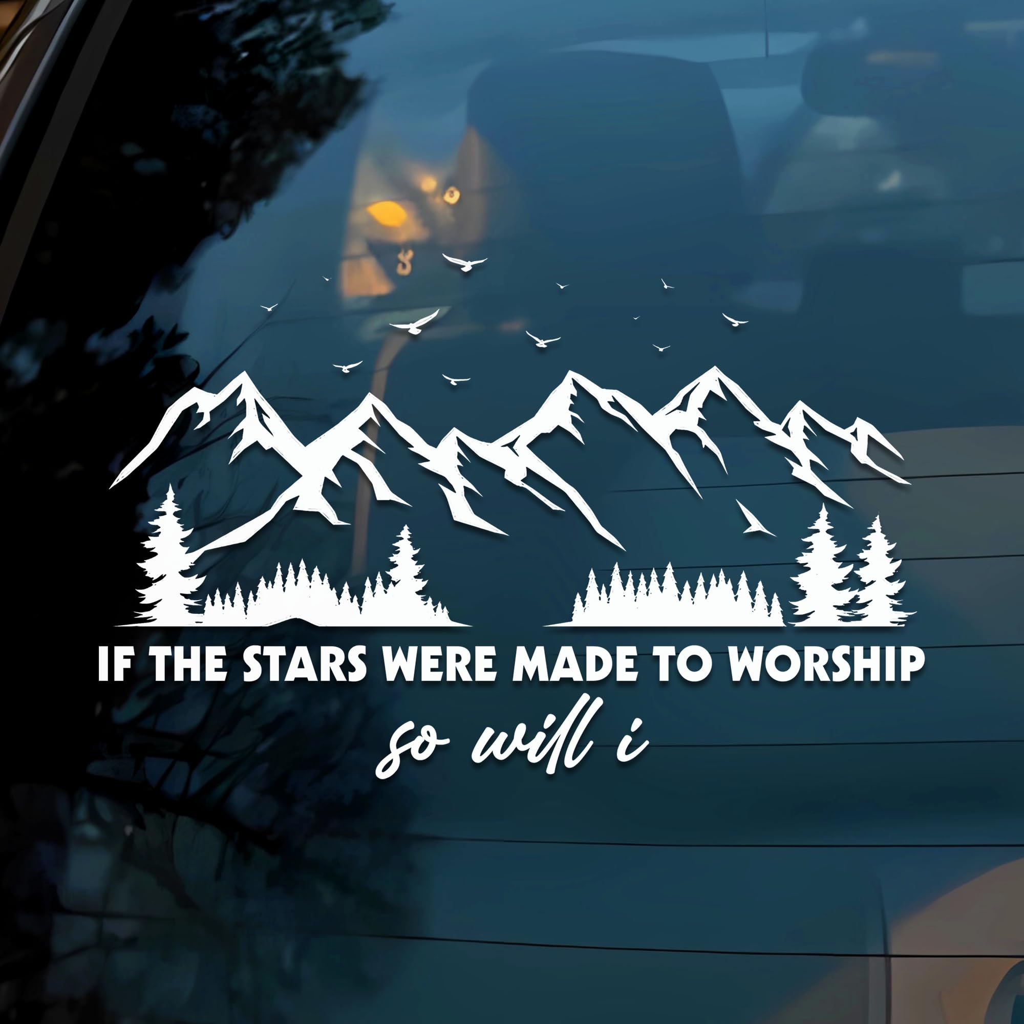 'If The Stars were Made to Worship' naklejka samochodowa zabawna góra chrześcijańska religijna biblia humor akcesoria do okien samochodowych afirmacje winyl wodoodporna 15 cm naklejka na zderzak