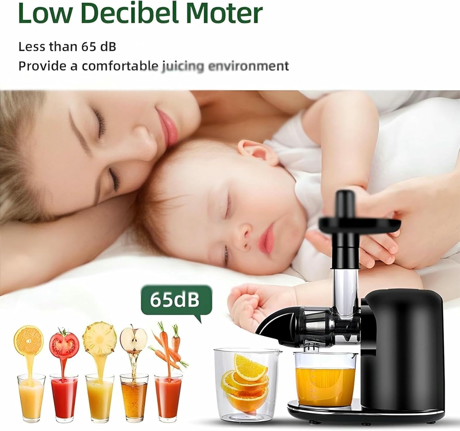 Electric Citrus Juicer - 800W Cold Press Juicer with 2 Speed Modes for Efficient Juice Extraction from Fruits and Vegetables-