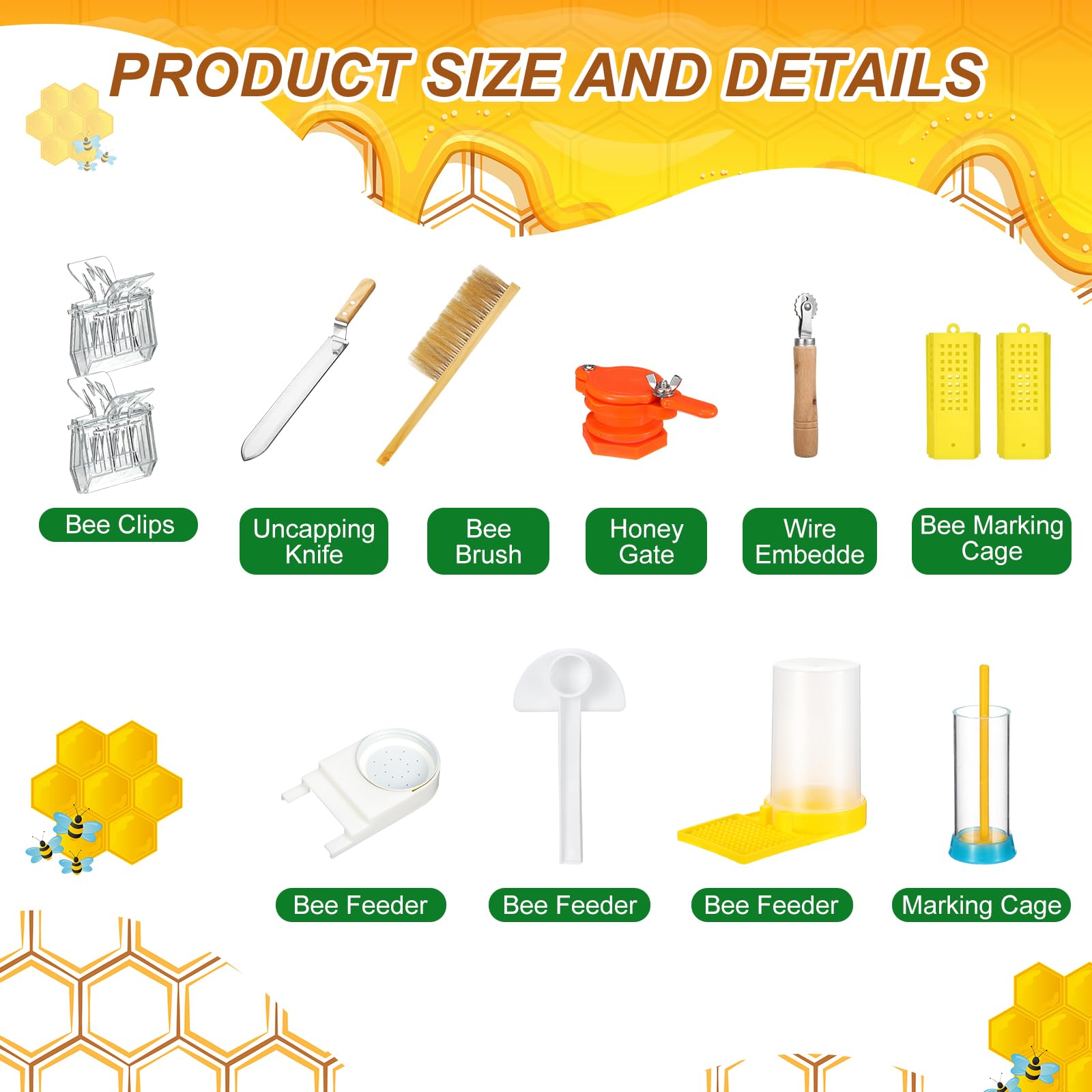 30 piezas de suministros de apicultura, equipo de colmena, kit de iniciación de apicultura, suministros para apicultores, todos con chaqueta, kit de colmena para fumadores de abejas