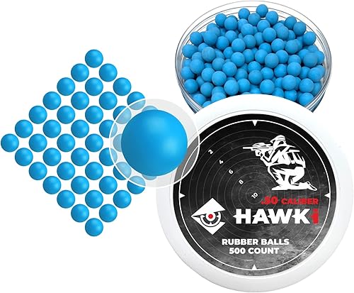Miniatura 74 de Hawki - Pelotas de goma reutilizables de 0.50 o .43 cali, bolas de goma suave, menos letales para pistolas de paintball negro x 100