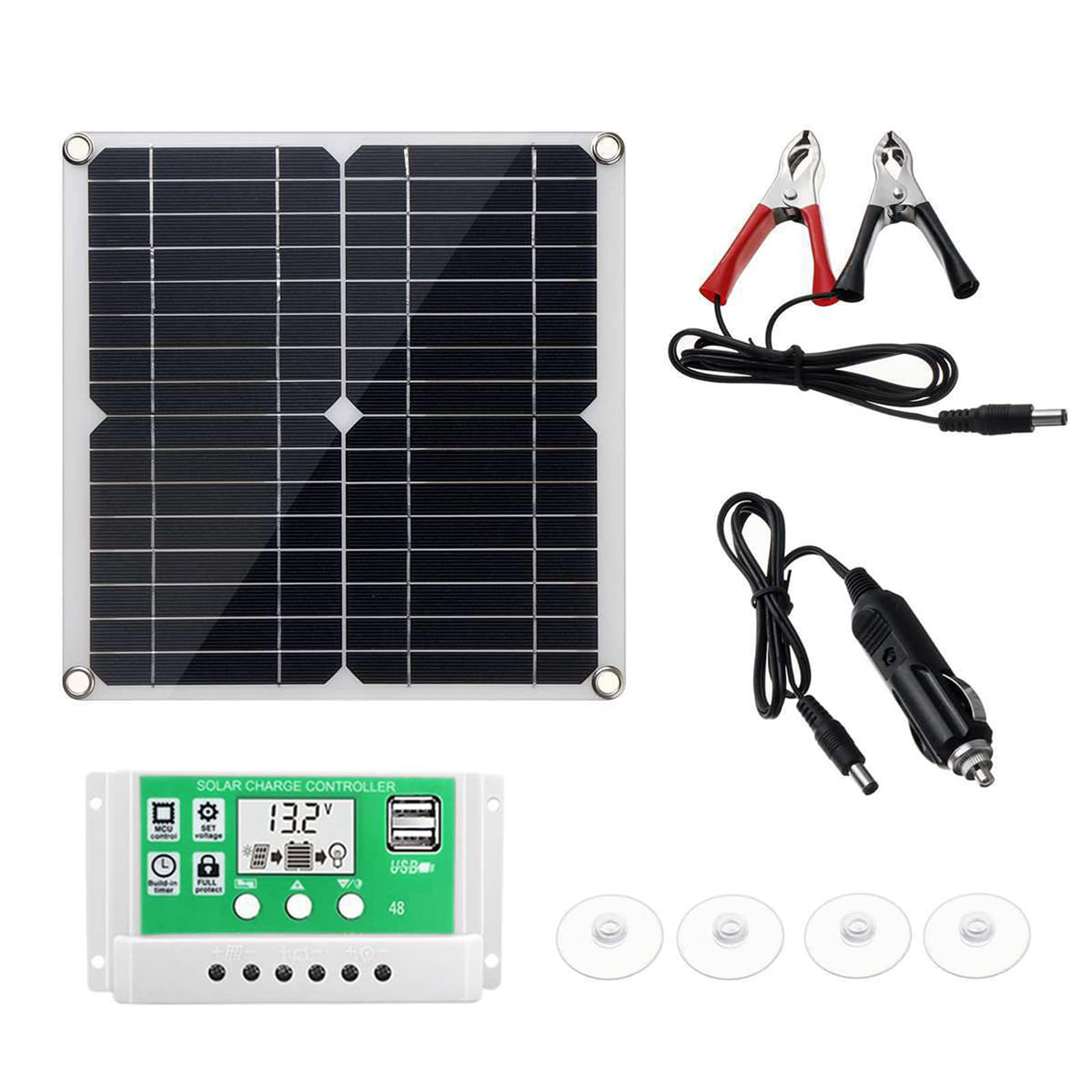 Flexible Solar Panel, 12W Monocrystalline Solar Panels Bendable, Semi-Flexible Mono Solar Panel Kit with Controller & Accessories for Boat Car Uneven, Off Grid PV Power,30A Controller