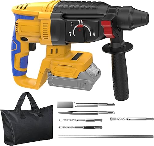 SDS - Martillo giratorio inalámbrico compatible con batería Dewalt de 20 V, sin escobillas, taladro giratorio SDS para hormigón, mampostería,