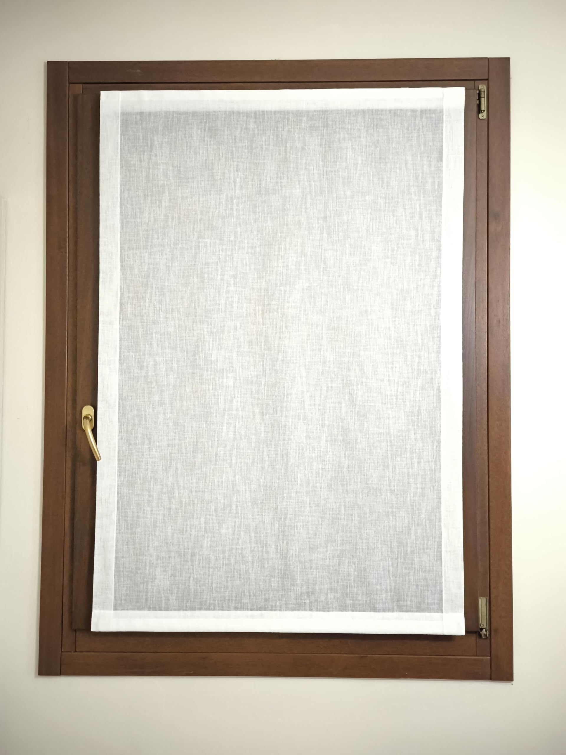 Tenda a Vetro Bianco Naturale – Nastro a Strappo in Alto e Tasca per Piattina in Basso – Effetto Lino - Larghezze da 35 a 90 cm – Lunghezza su Misura - 55x135 cm