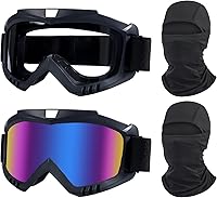 Vista 13 de Gafas de motocross para motocross, paquete de 2 gafas de motocross con protección solar y UV, pasamontañas, cubierta completa para jóvenes
