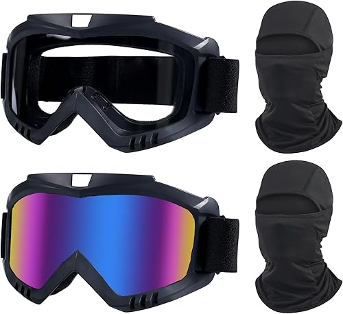 Gafas de motocross para motocross, paquete de 2 gafas de motocross con protección solar y UV, pasamontañas, cubierta completa para jóvenes,