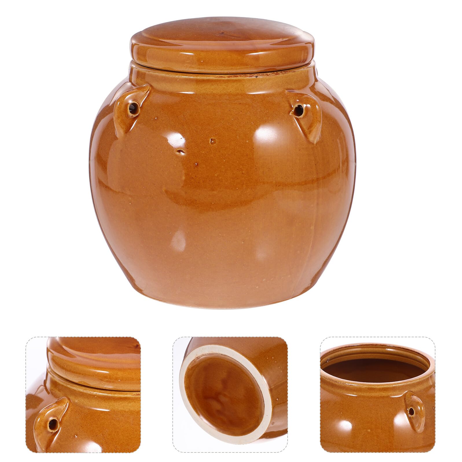 Retro Keramik Vorratsglas 800ml mit Dichtdeckel für Eingelegte Gurken und Marmeladen Braunes Dichtes Aufbewahrungsglas mit Glatter Oberfläche für Zuhause und Restaurant