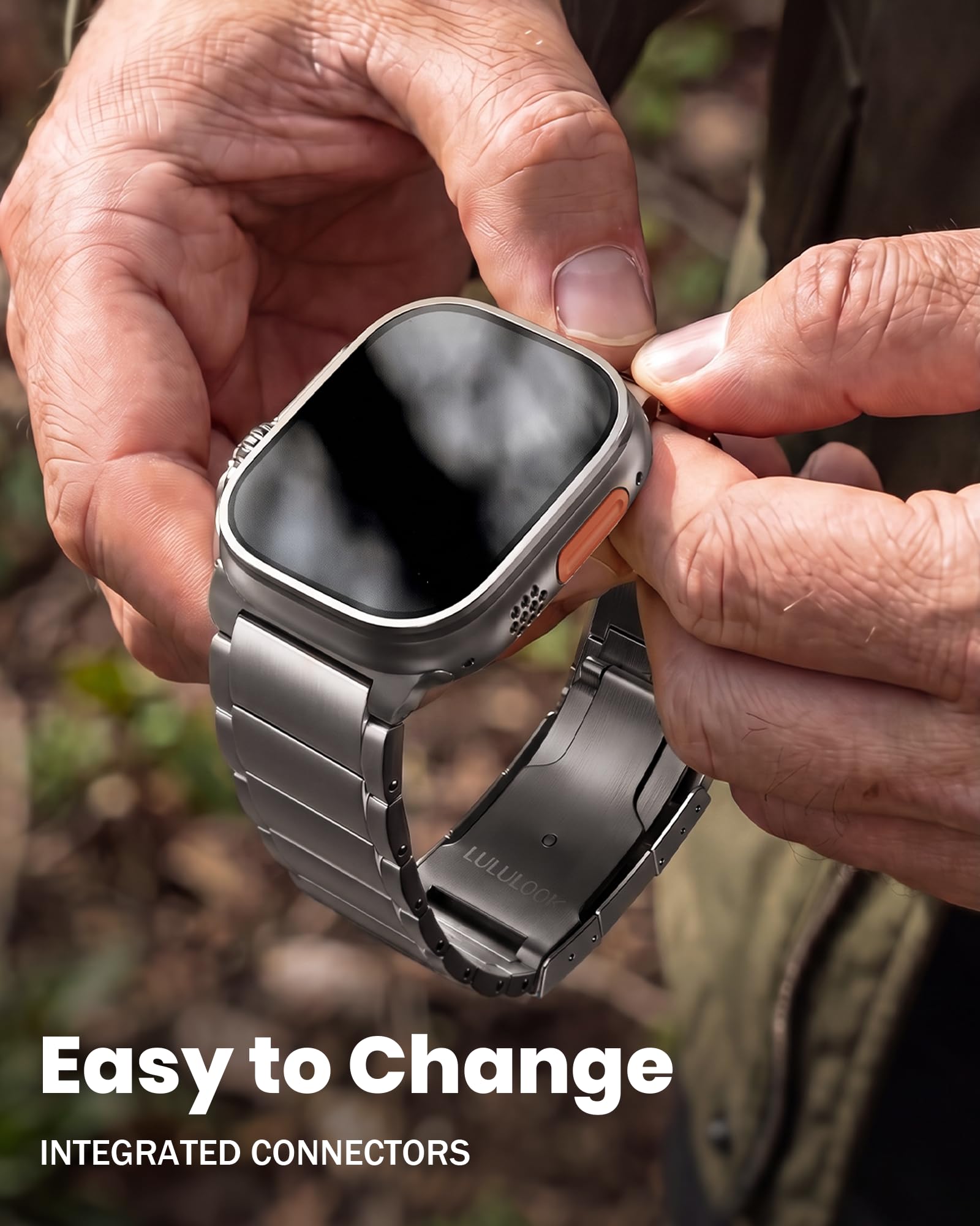 LULULOOK Titan Armband für Apple Watch Ultra 3/2/1 Armband 49mm, DLC Titanium Grad 2 Ersatzarmbänder für iWatch Serie SE3 11 10 9 8 7 SE 6 5 4 3 2 1 46mm 45mm 44mm 42mm(Serie 3 2 1)