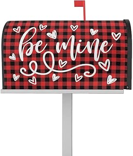 Mailbox Covers Magnetic Post Box Cover Happy Valentine's Day Love Heart Red Plaid Mailbox Cover for Outdoor Garden Yard Decorations Standard Size 18.5" X 21.7"