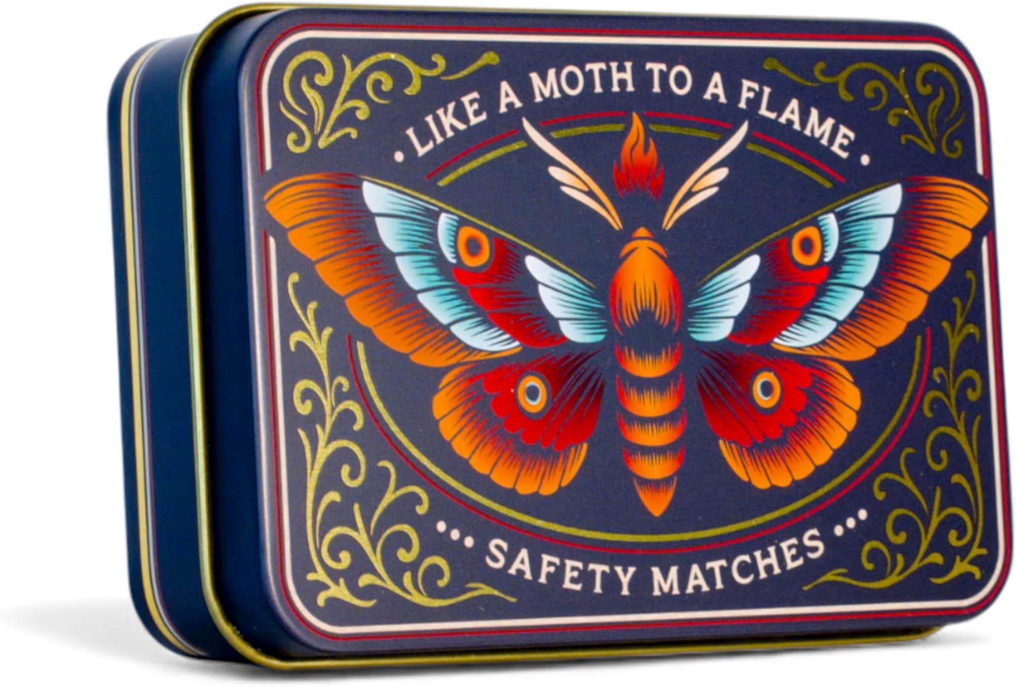 TINIT Match Tin | Like a Moth to a Flame - Storage Box Matches Metal Lighter Gift Storage Funky Unique Present Christmas Home Housewarming Butterfly Garden Kitchen Gift for Grandma Mum | Like a Moth