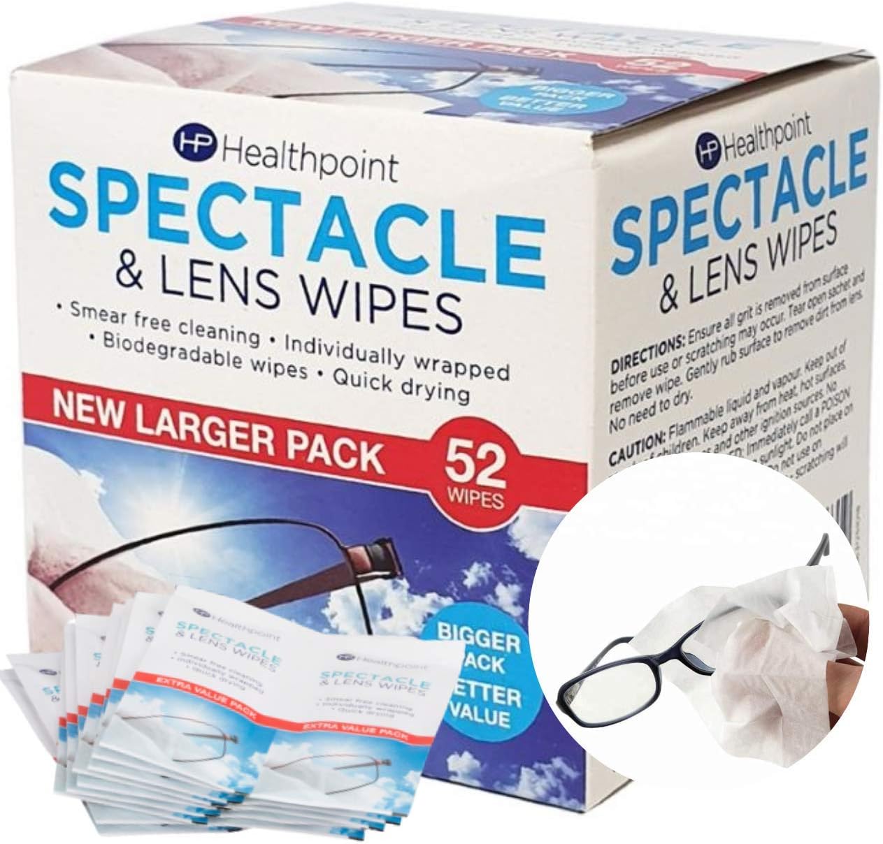 Healthpoint Glasses Wipes, 312 Individually Wrapped Lens Wipes