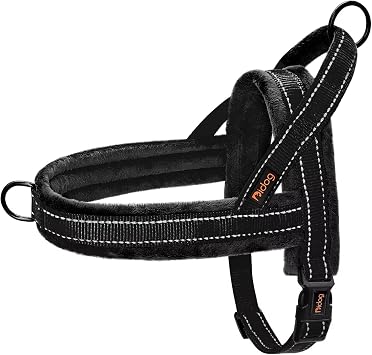 Didog No Pull Dog Harness for Small Dogs, Soft Flannel Padded, Black, XXS | Quick Fit, Easy On and Off, Adjustable & Reflective Dog Strap Vest, Easy for Walking and Training, Night Safty, Chest 14-16"