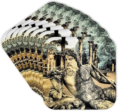 Set of 8 Coasters - Soft - Italy, Puglia, Tivoli. The Pool, Canopus in Hadrians Villa Italy
