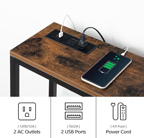 Miniatura 5 de Paquete de mesa consola y taburetes de bar, mesa de entrada industrial, juego de 2 sillas redondas de bar CTHR18E01Z1-BAHR0201Z